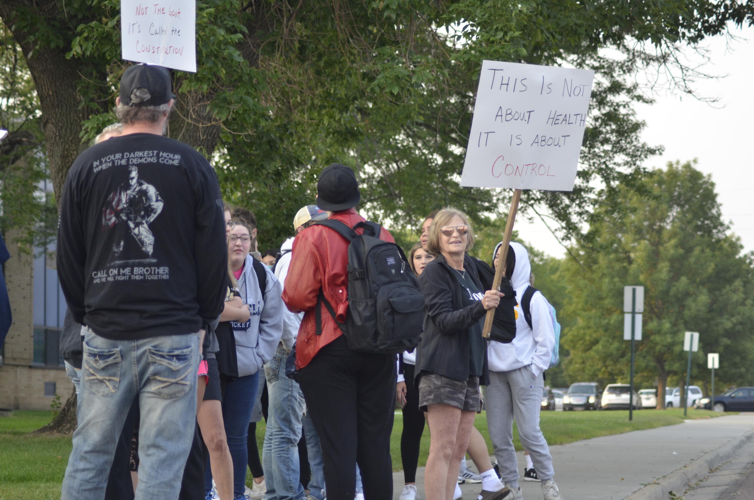Protest against mask mandate held outside of Mitchell High School