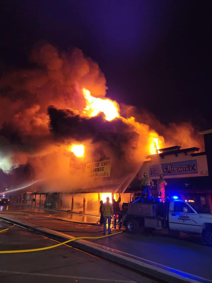 Firefighters battle fire in downtown Wall on Monday night