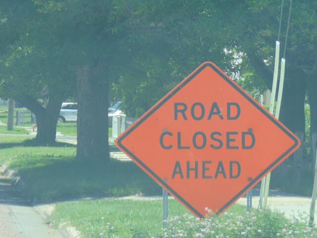 Road closed sign