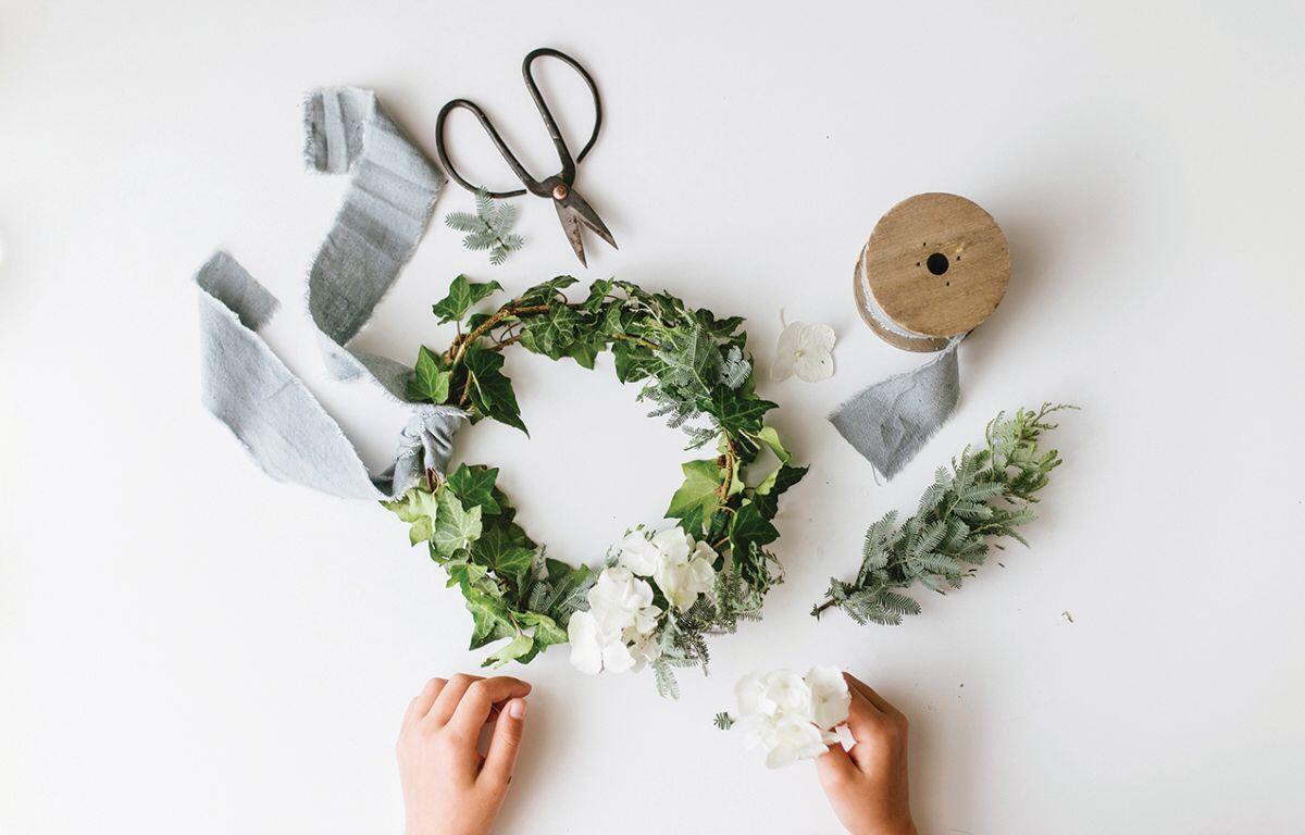 holiday wreath DIY how to make a wreath Christmas wreath crafting evergreen wreath instructions holiday décor ideas DIY holiday crafts homemade Christmas decorations wreath-making guide winter crafting projects Mitchell holiday decor