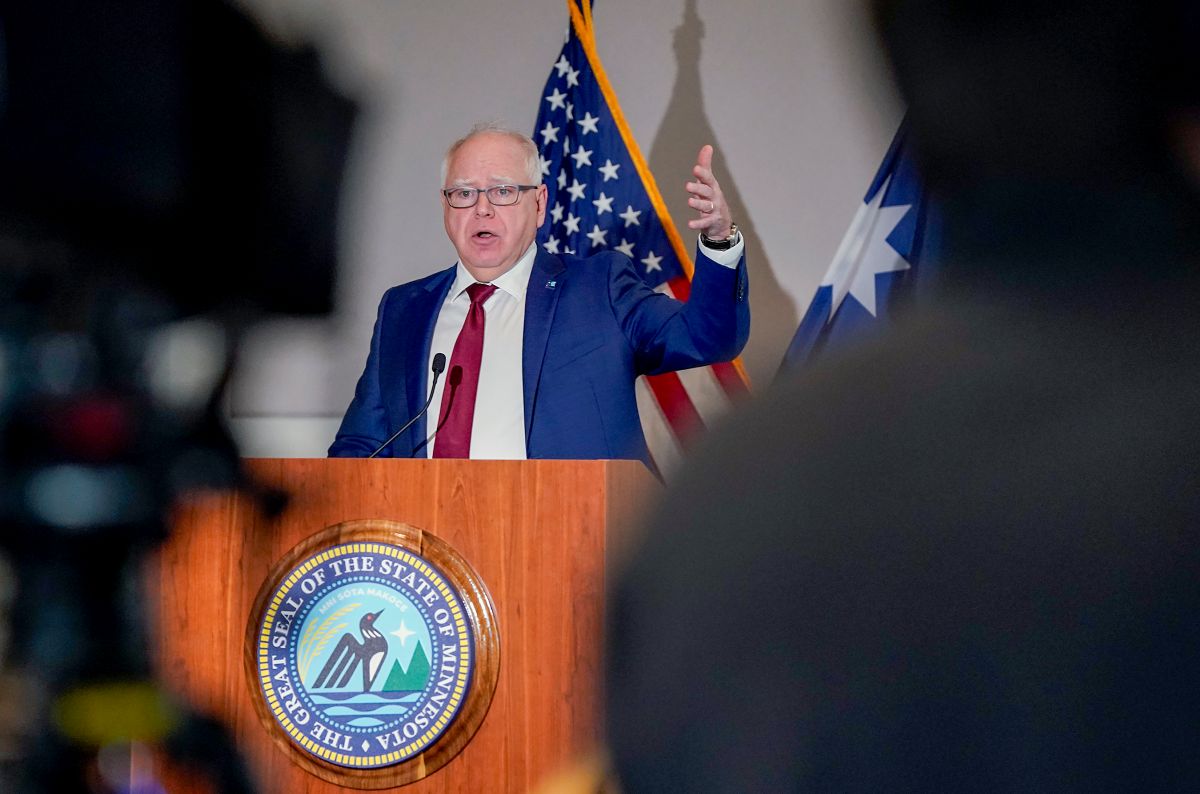Gov. Tim Walz speaks last month during a news conference following the release of the November Budget and Economic Forecast. The governor on Thursday proposed a slimmed-down $66 billion state budget for the 2026-27 biennium