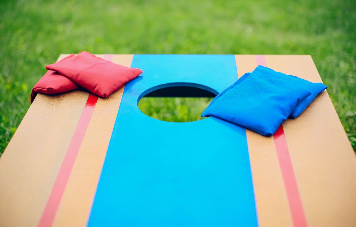 A Corn Hole set up