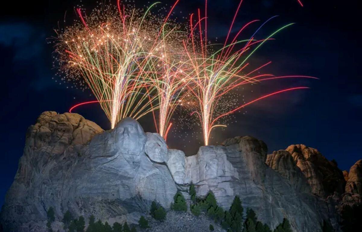 Fireworks over mount Rushmore