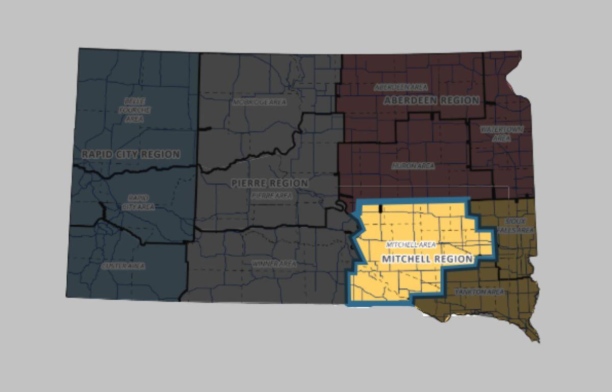SDDOT Map of the Mitchell Region