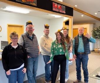 Members of the Mitchell Radio Group attempt the Lemon Head Challenge.