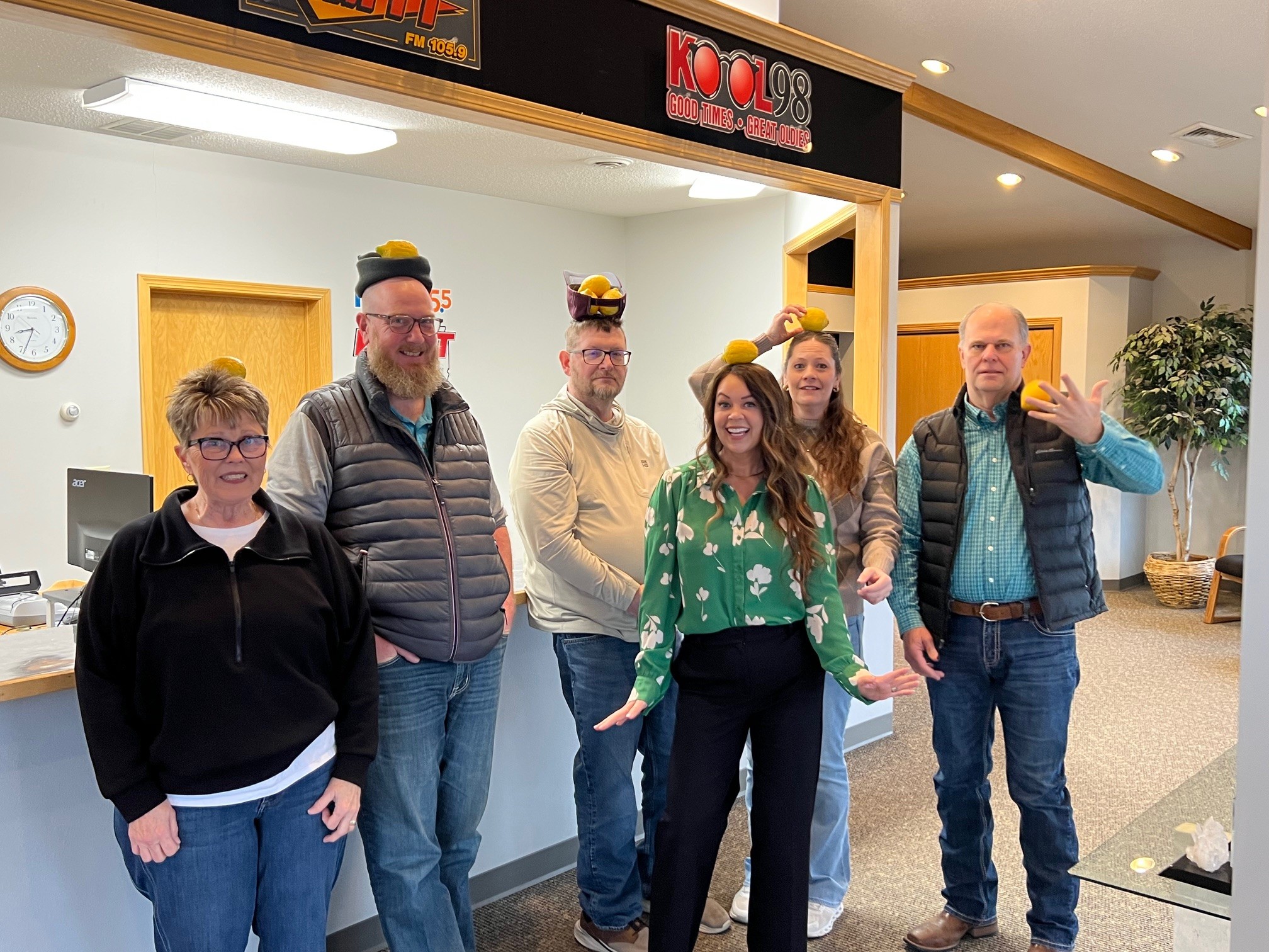 Members of the Mitchell Radio Group attempt the Lemon Head Challenge.
