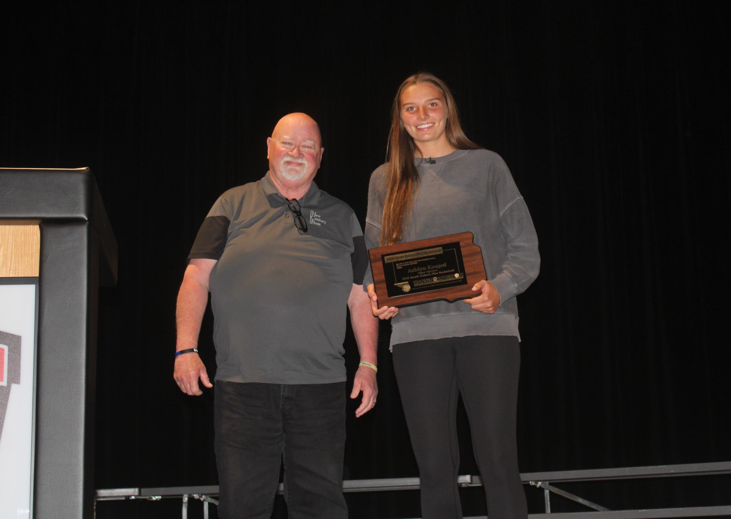 Young lady from Wagner high school, Ashlyn Koupal, receives Miss Basketball award for 2026