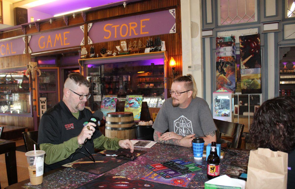 KMIT's Mike Kelly hosting a live broadcast at the Guild on Saturday