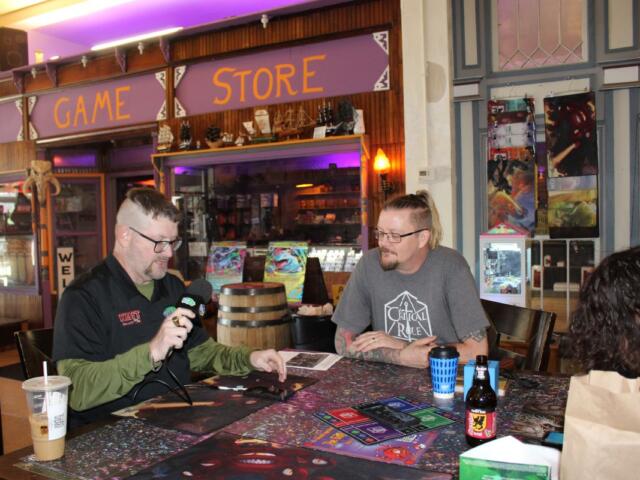 KMIT's Mike Kelly hosting a live broadcast at the Guild on Saturday