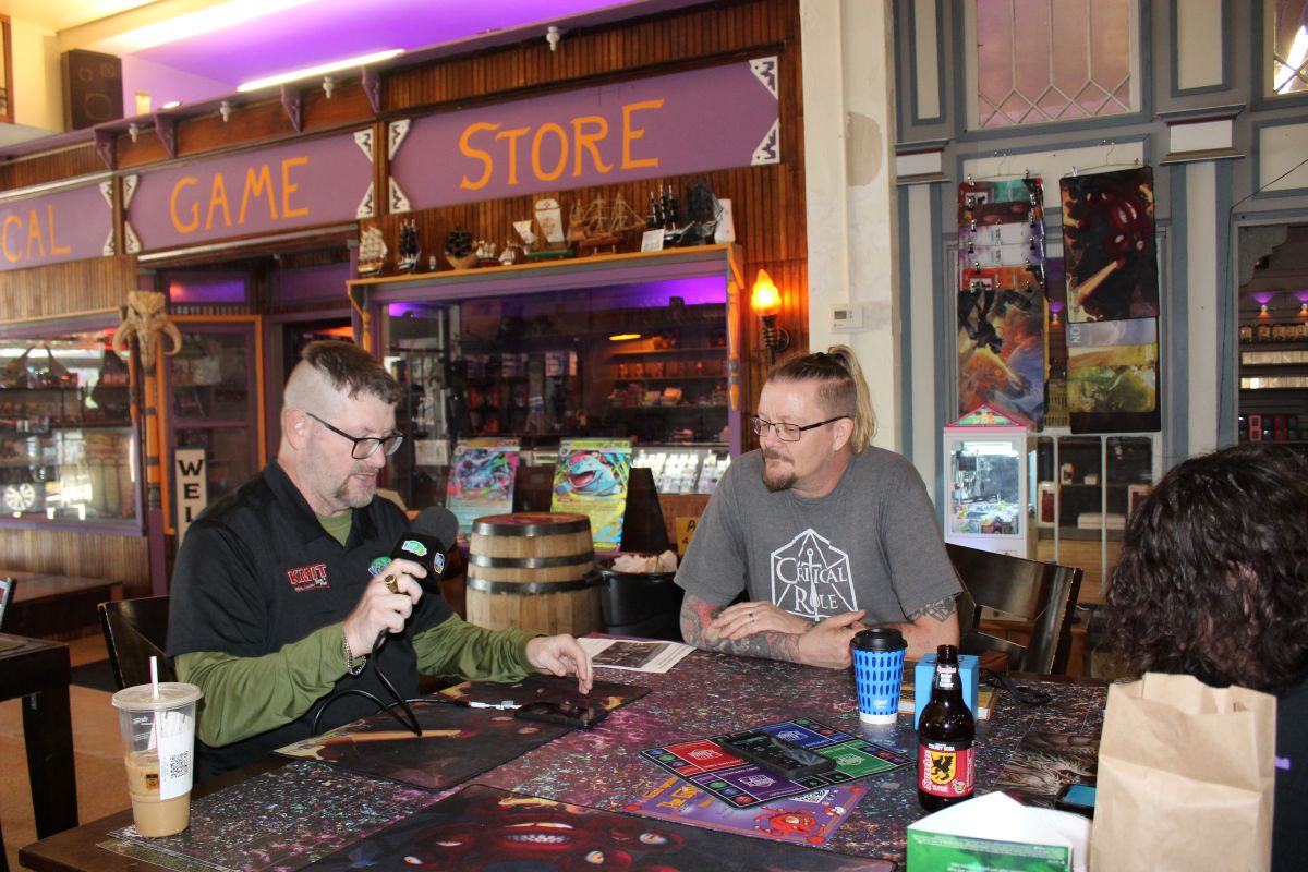 KMIT's Mike Kelly hosting a live broadcast at the Guild on Saturday