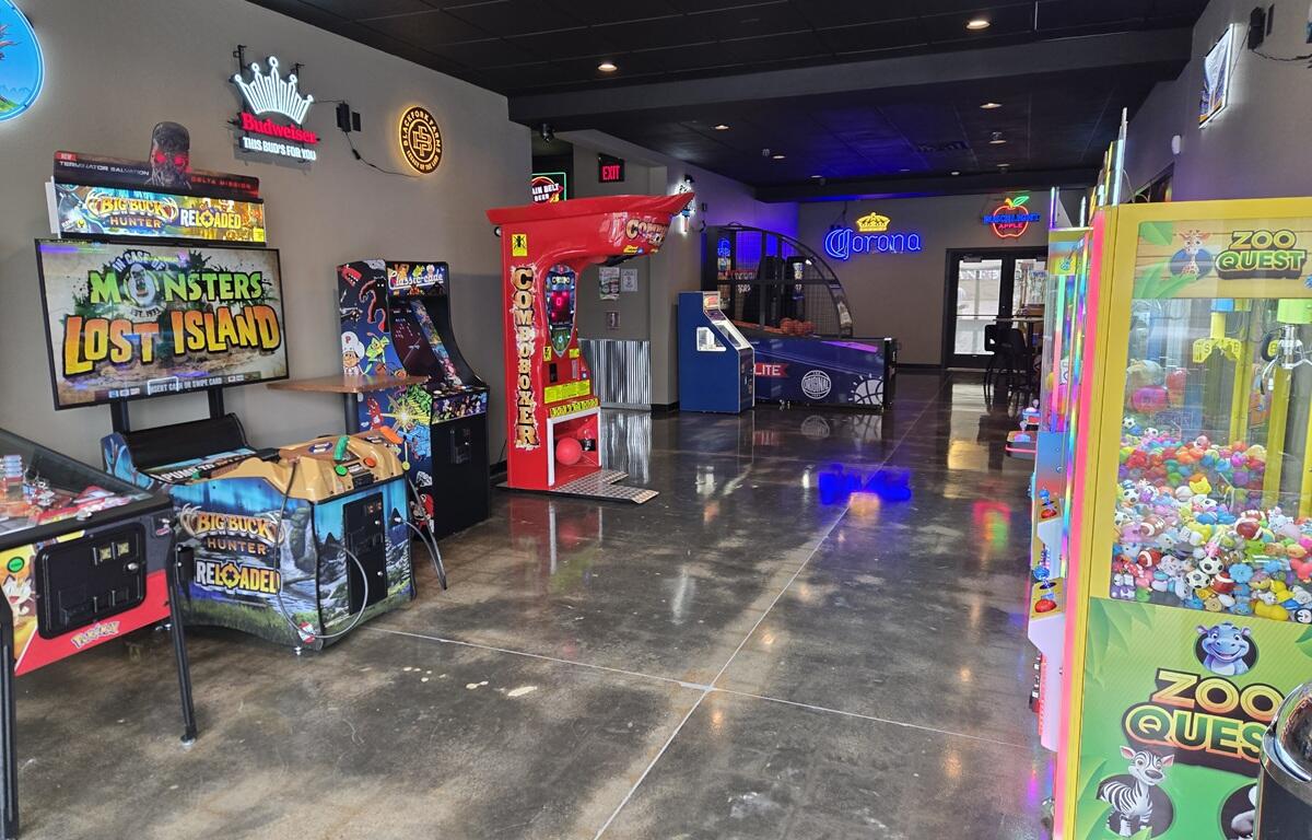 A kid-friendly arcade at Blarney's has claw machines and pinball.