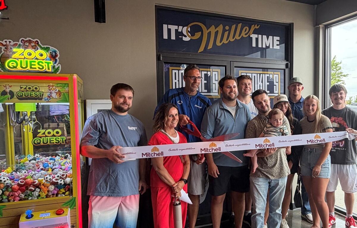 Blarney's and the Mitchell Area Chamber of Commerce cut the ribbon on the sports bar's new arcade and casino room.