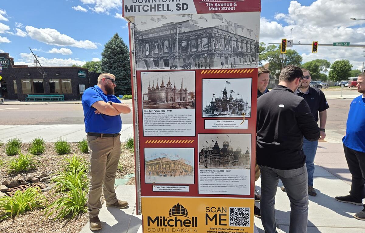 Corn Palace history on traffic box