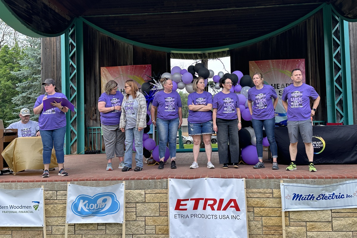 Heart and Sole Cancer Walk organizers on stage at the Hitchcock Park Bandshell.