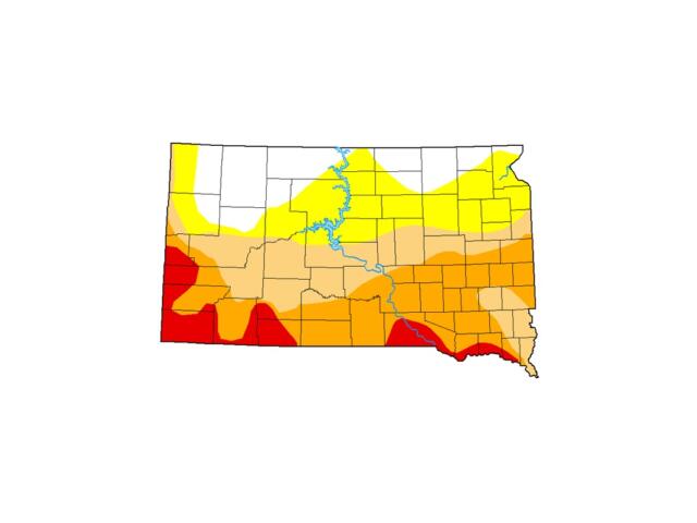 The South Dakota map for this week from the U.S. Drought Monitor.
