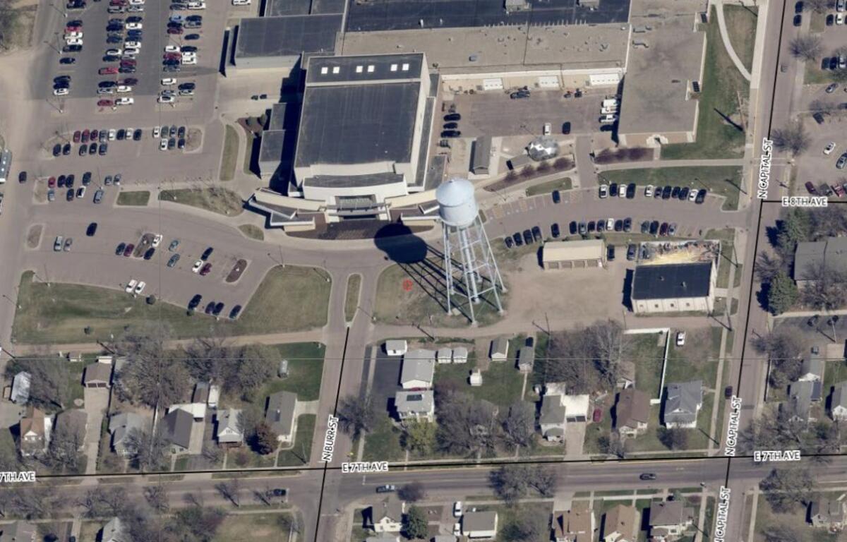 Burr Water Tower aerial view