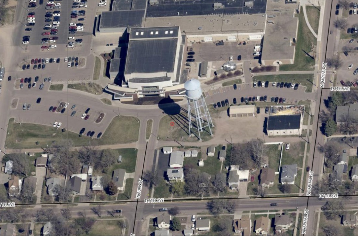 Burr Water Tower aerial view