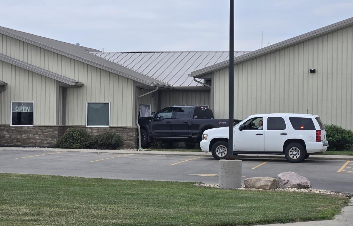 A GMC pickup truck crashed into Creekside Vet Clinic on Wednesday afternoon