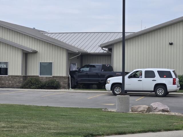 Ford pickup truck crashed into front of Creekside Veterinary Clinic on July 22, 2026