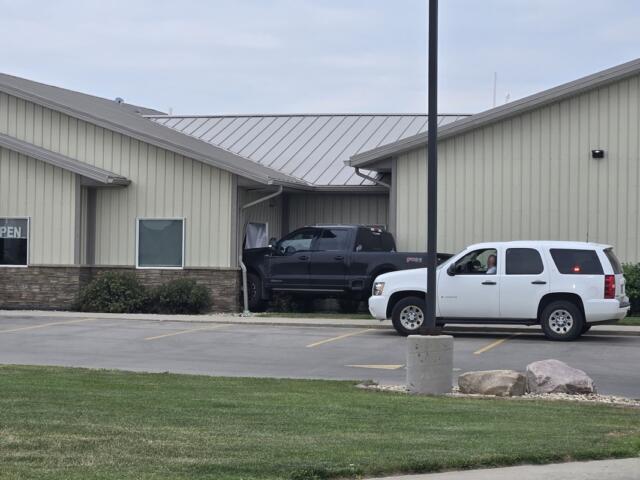 A GMC pickup truck crashed into Creekside Vet Clinic on Wednesday afternoon