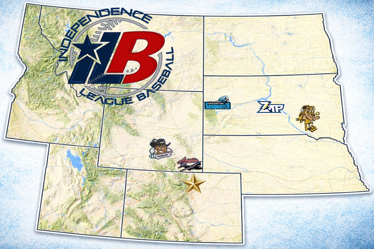 Independence League Baseball map, already showing the Bison Baseball Club in Mitchell