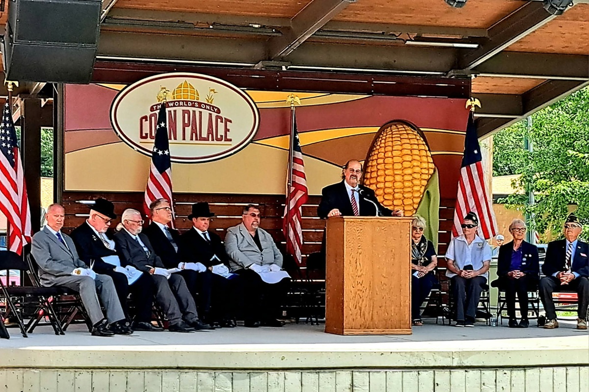 Reading of the Declaration of Independence by lawyer James D. Taylor, a local Mason.