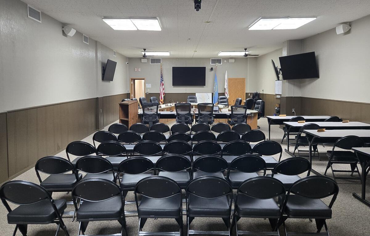 Council chambers at Mitchell City Hall when empty.