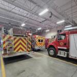Fire trucks inside the bay at the Mitchell Public Safety Building, downtown.