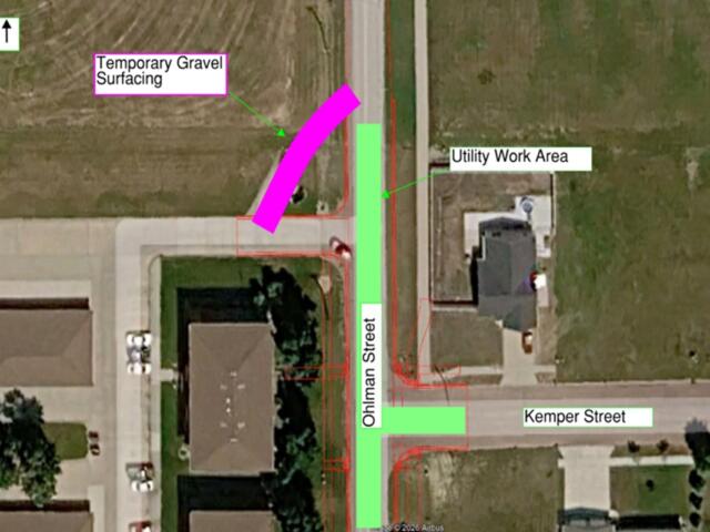 Intersection closed due to water main replacement in Mitchell starting July 7, 2026.