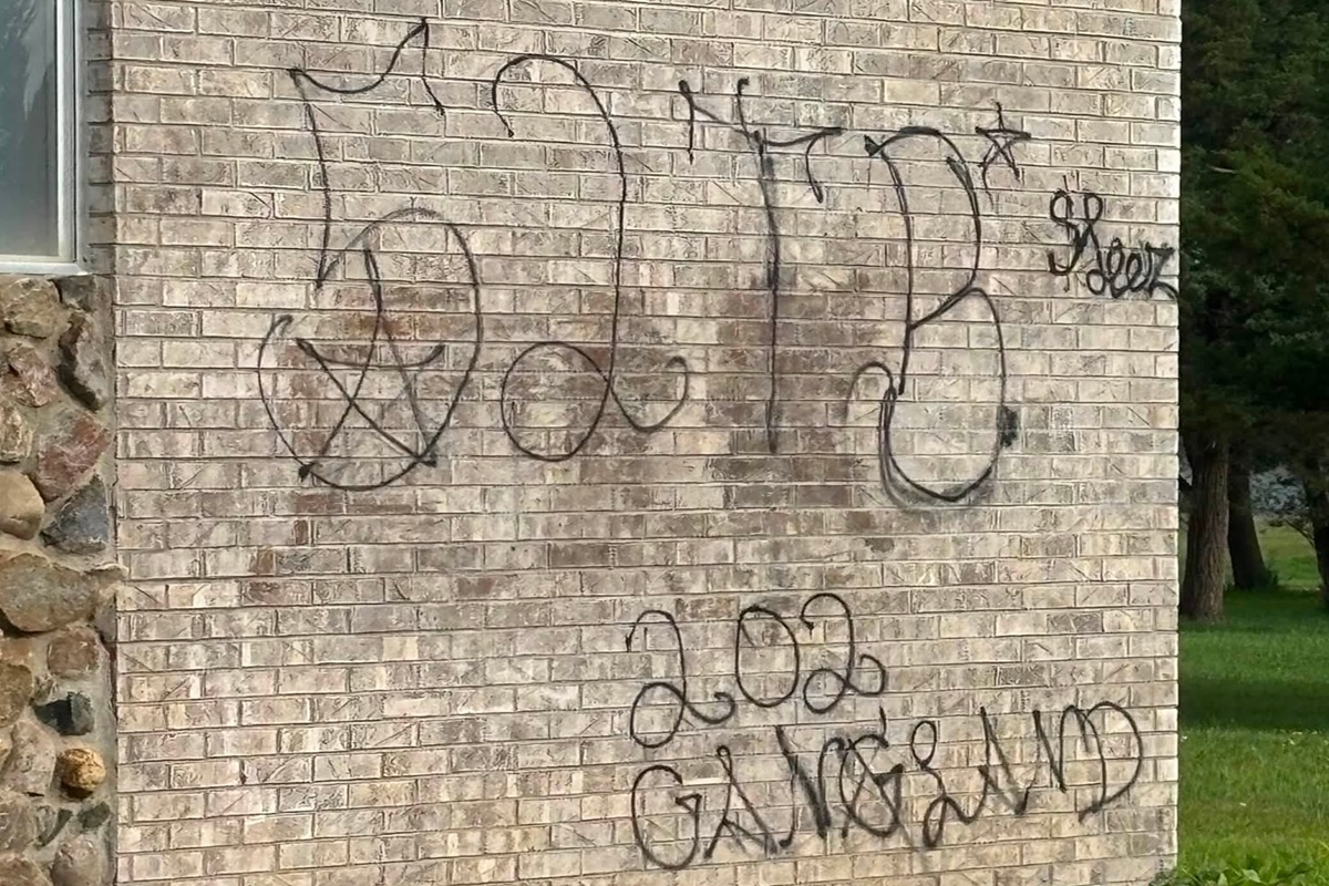 Graffiti on Woniya Wakan - Holy Spirit Episcopalian Church in Wagner